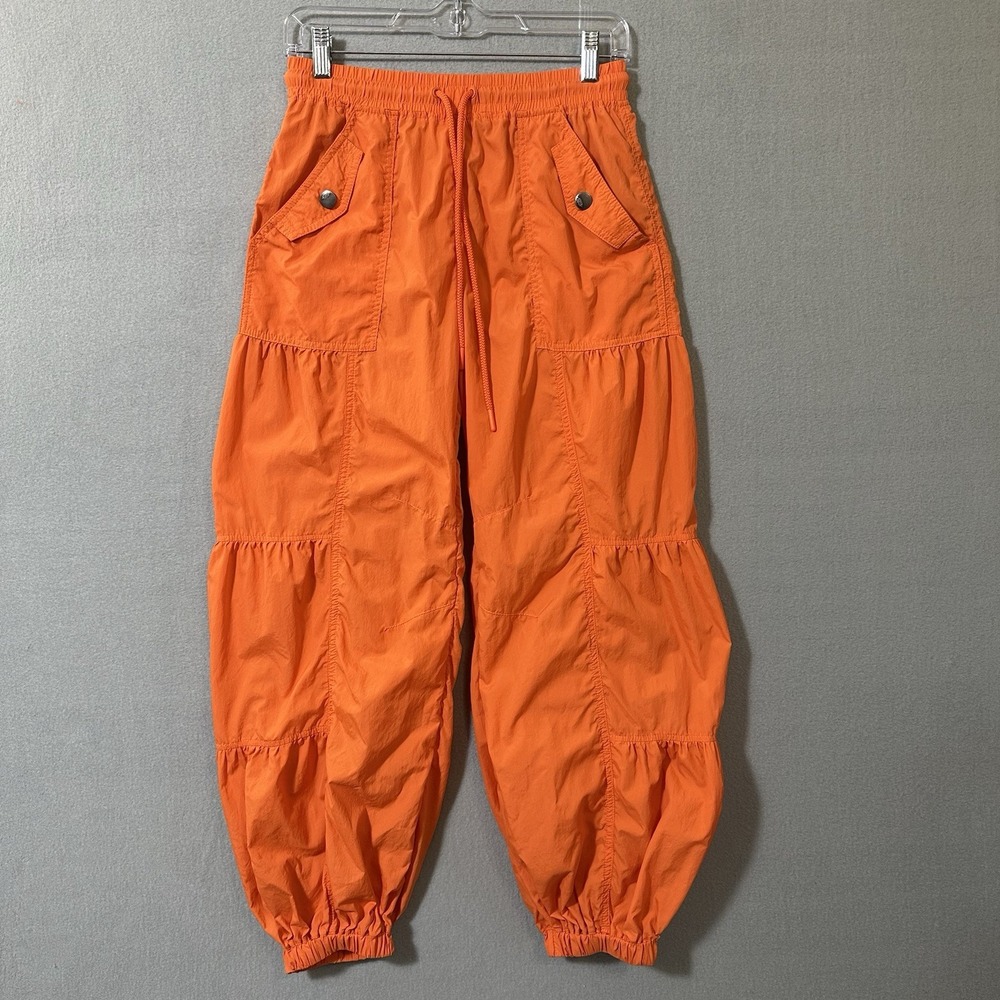 Free People Movement Set Me Free Pants Women XS Orange Nylon Parachute Gorpcore